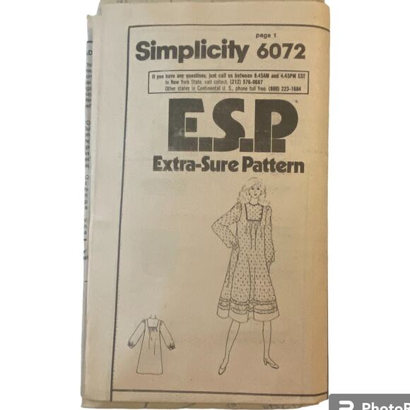 Simplicity 6072 Pattern Dress Miss 12 Uncut Vintage Cottagecore Side Button - Picture 5 of 7